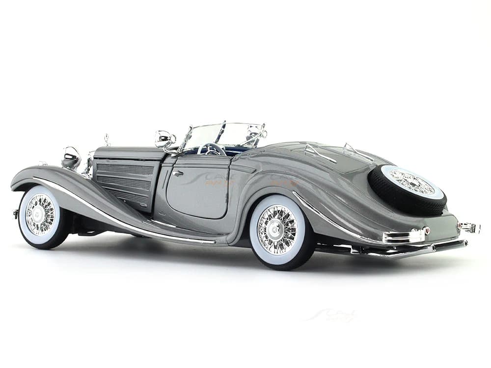 1936 Mercedes-Benz 500K Type Specialroadster grey 1:18 Maisto diecast scale model view 2