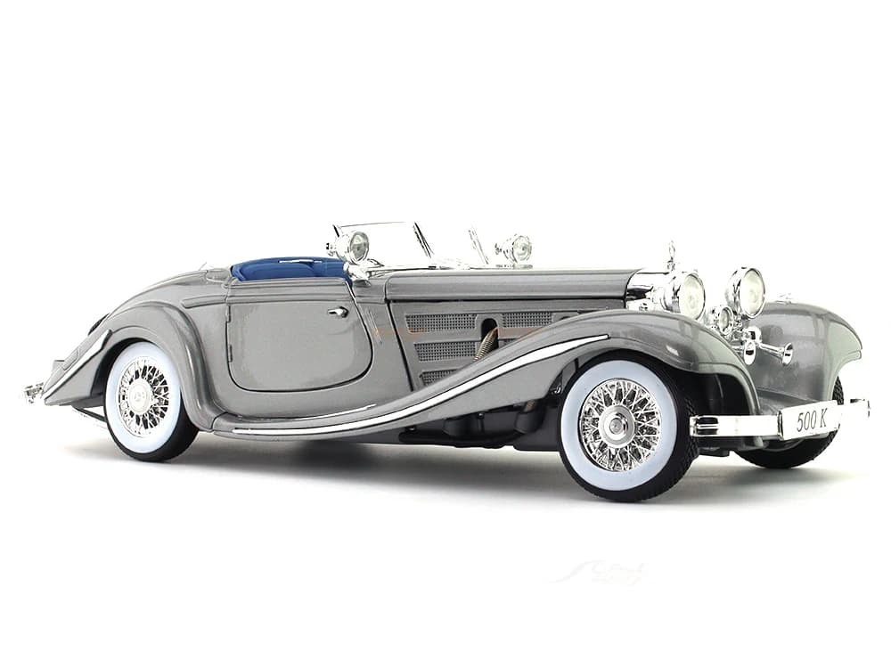 1936 Mercedes-Benz 500K Type Specialroadster grey 1:18 Maisto diecast scale model view 5