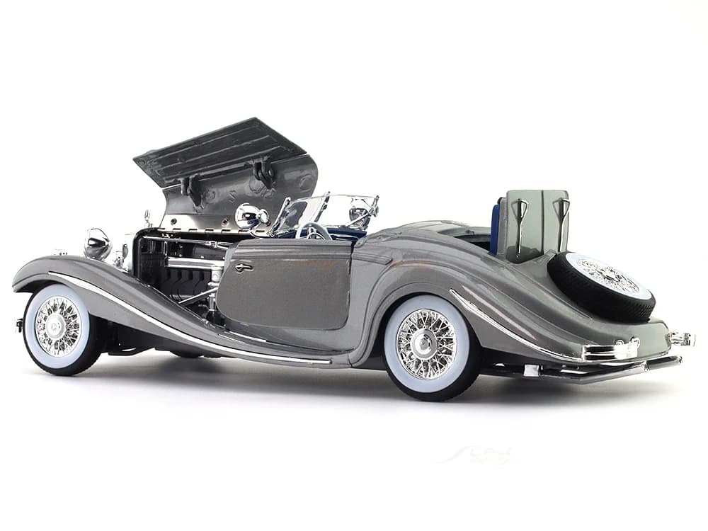 1936 Mercedes-Benz 500K Type Specialroadster grey 1:18 Maisto diecast scale model view 6