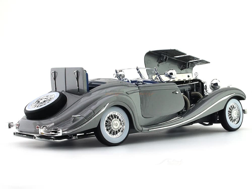 1936 Mercedes-Benz 500K Type Specialroadster grey 1:18 Maisto diecast scale model view 9