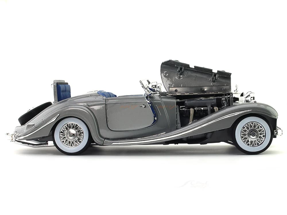 1936 Mercedes-Benz 500K Type Specialroadster grey 1:18 Maisto diecast scale model view 8