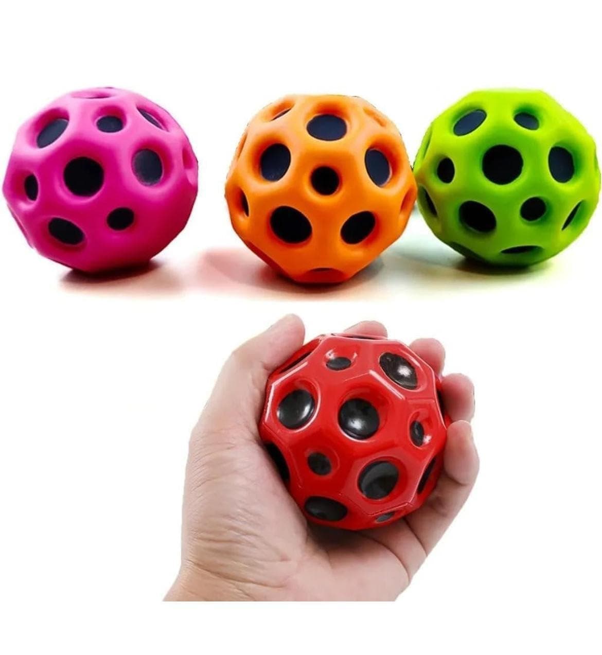 Moon Ball  Super High Bounce & Pop Sounds  Easy Grip Rebound Ball with Wrist Band  Random Color Pack of 1 view 4
