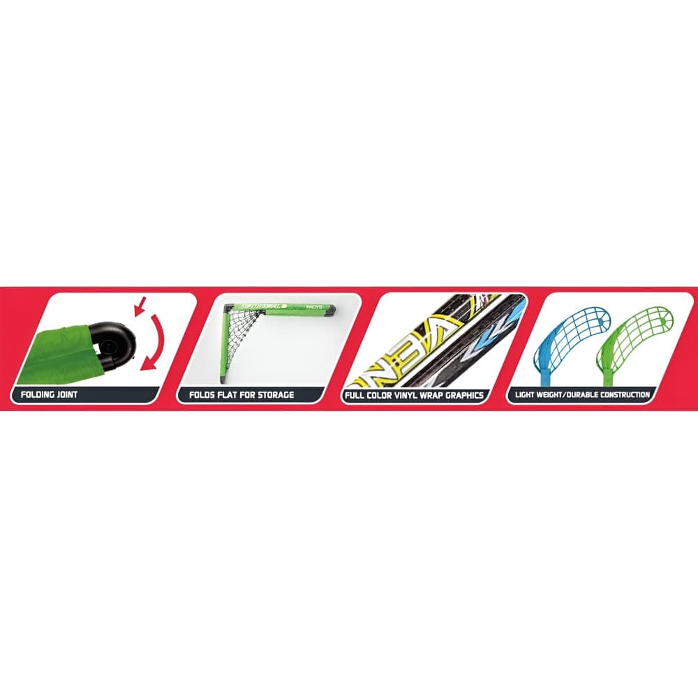 Innov8 Foldable Floorball Goal Set for Kids, 2.5 cm Ball, 90 cm Sticks