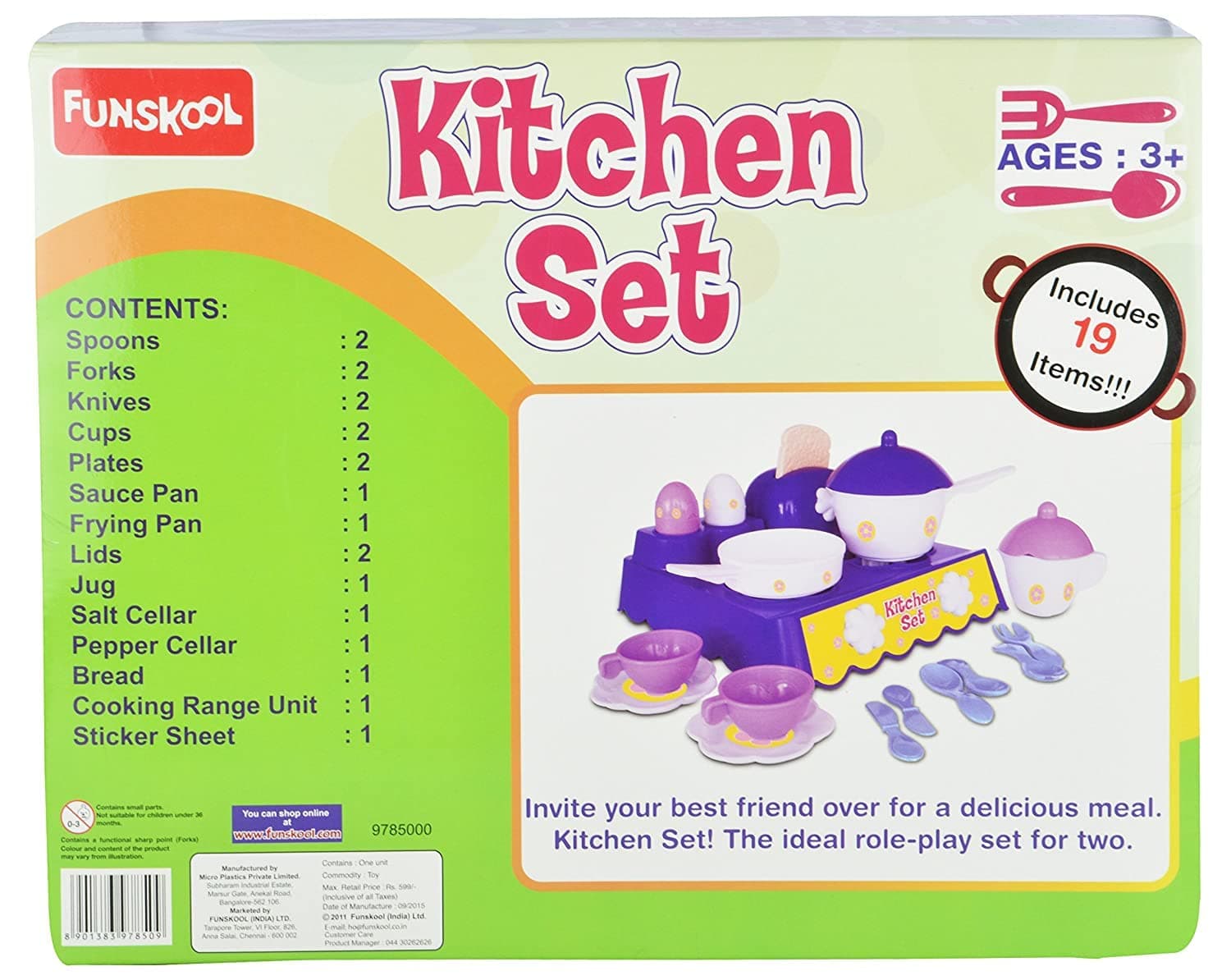 Funskool Giggles Kitchen Set - Colorful Pretend Play Cooking Set for Kids 3+, Enhances Language & Social Skills view 4