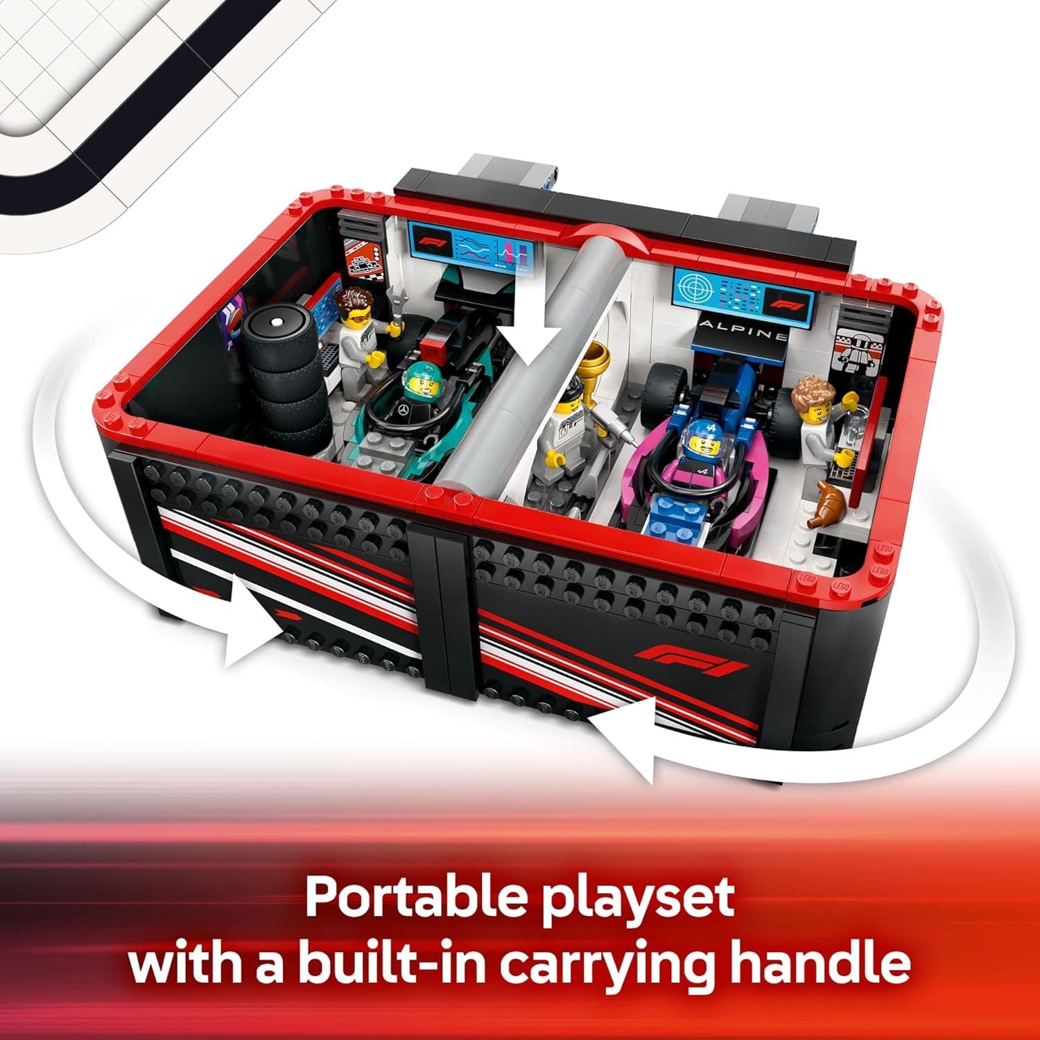 LEGO City F1 Garage & Mercedes-AMG & Alpine Cars Toy - Model Race Car Building Toy and Portable Playset for Kids, Boys and Girls, Ages 7+ - F1 Collectible for Fans - Gift Idea for Birthdays - 60444 view 2