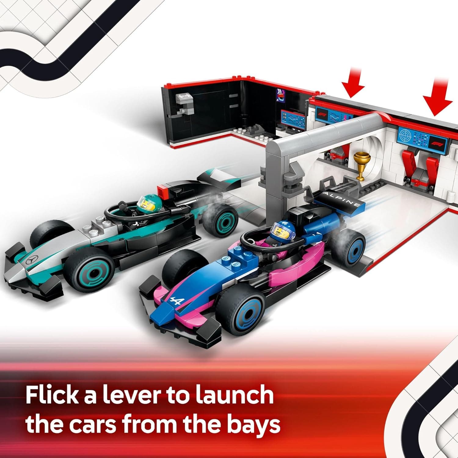 LEGO City F1 Garage & Mercedes-AMG & Alpine Cars Toy - Model Race Car Building Toy and Portable Playset for Kids, Boys and Girls, Ages 7+ - F1 Collectible for Fans - Gift Idea for Birthdays - 60444 view 3