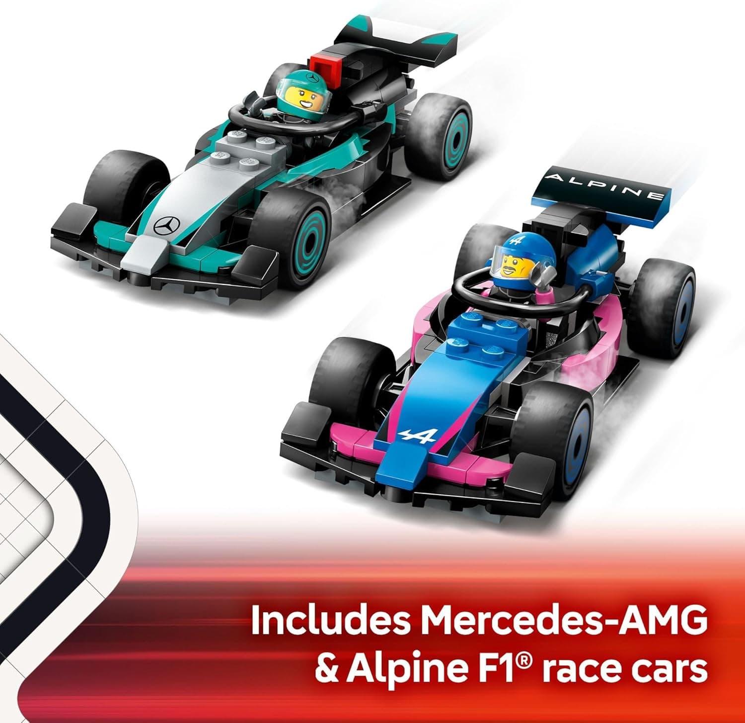LEGO City F1 Garage & Mercedes-AMG & Alpine Cars Toy - Model Race Car Building Toy and Portable Playset for Kids, Boys and Girls, Ages 7+ - F1 Collectible for Fans - Gift Idea for Birthdays - 60444 view 4
