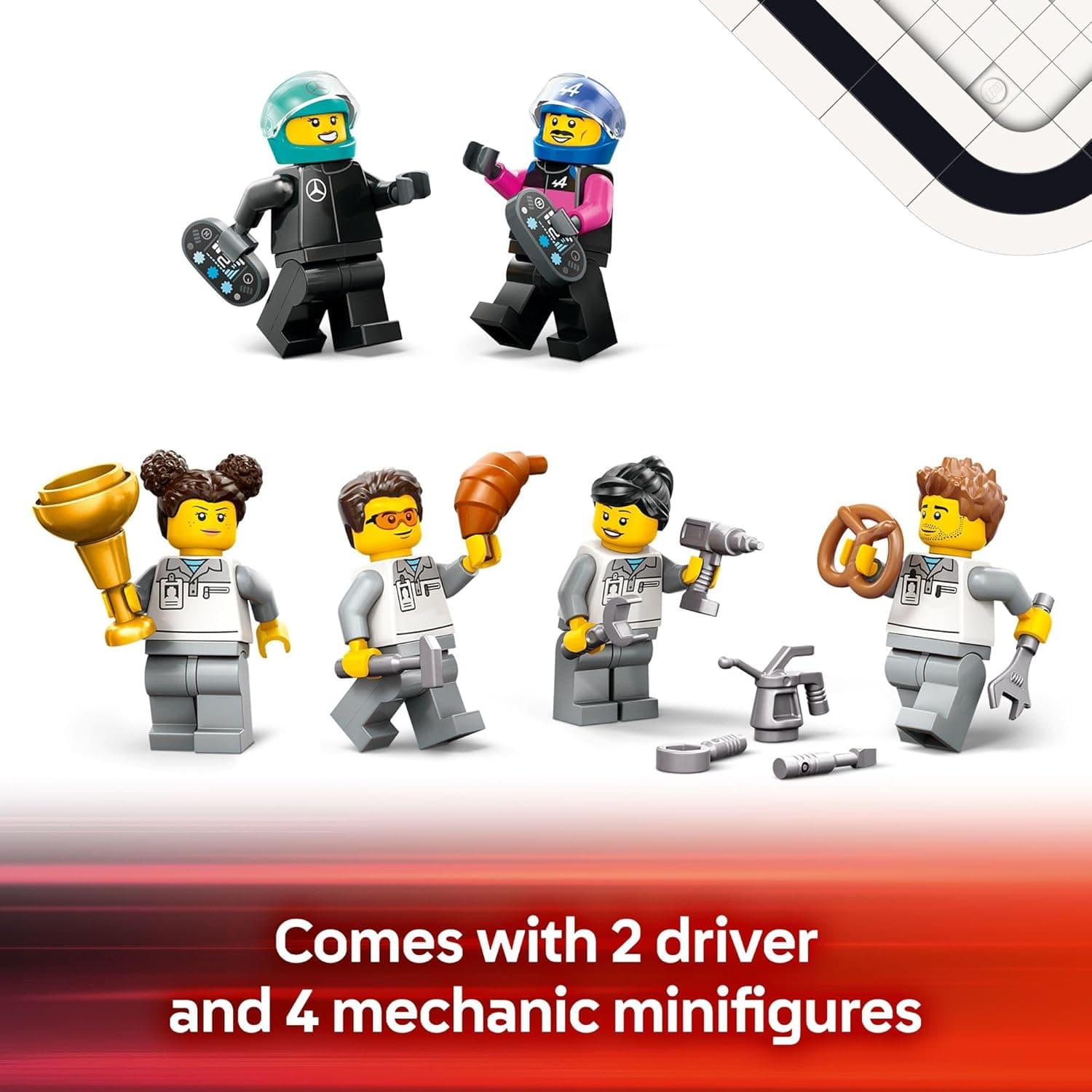 LEGO City F1 Garage & Mercedes-AMG & Alpine Cars Toy - Model Race Car Building Toy and Portable Playset for Kids, Boys and Girls, Ages 7+ - F1 Collectible for Fans - Gift Idea for Birthdays - 60444 view 5
