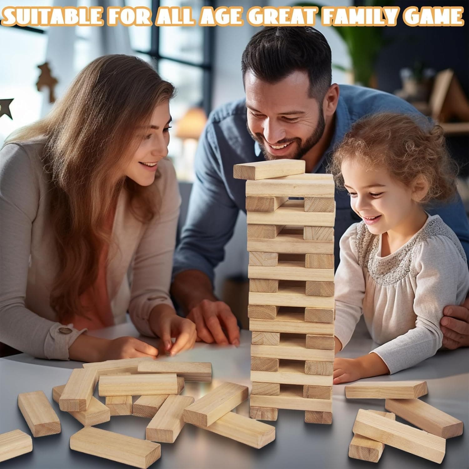 Stack'em Up Giant Tumble Tower Game  54 Big Wooden Blocks  Stacks Up to 4 Feet  Fun for All Ages  Indoor & Outdoor Game view 5