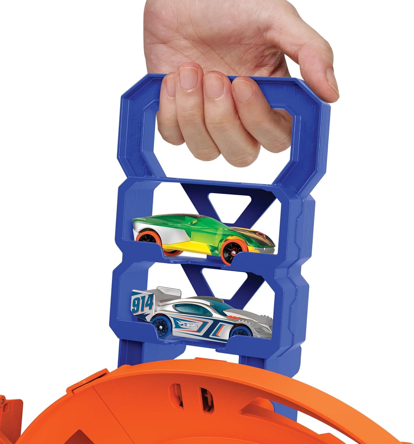 Hot Wheels Whip Around Raceway, 2 Toy Cars in 1:64 Scale, Storage