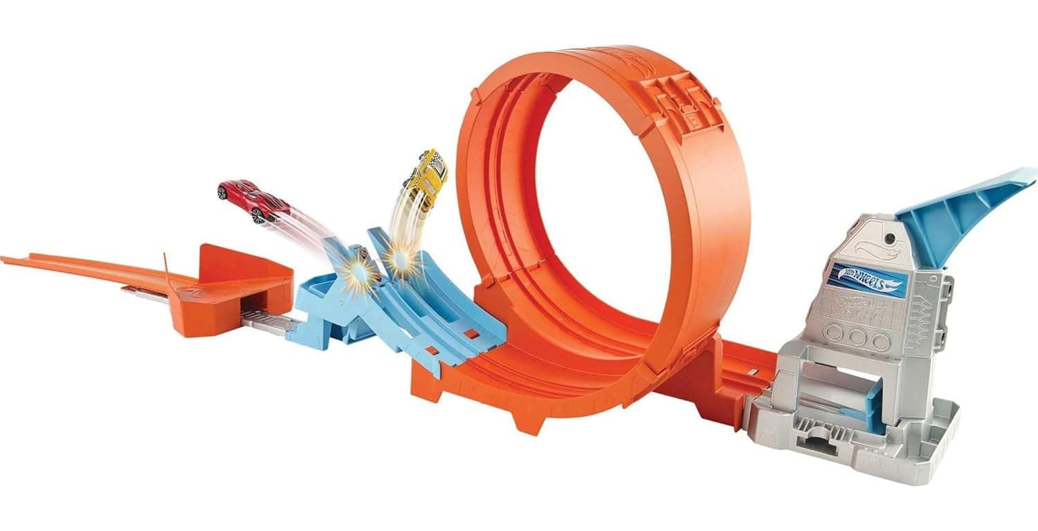 Hot Wheels® Loop Stunt Champion™ Track Set with Dual-Track Loop, Dual Launch, Spring Ramp & 1 Car for Kids 4 Years Old & Older view 5