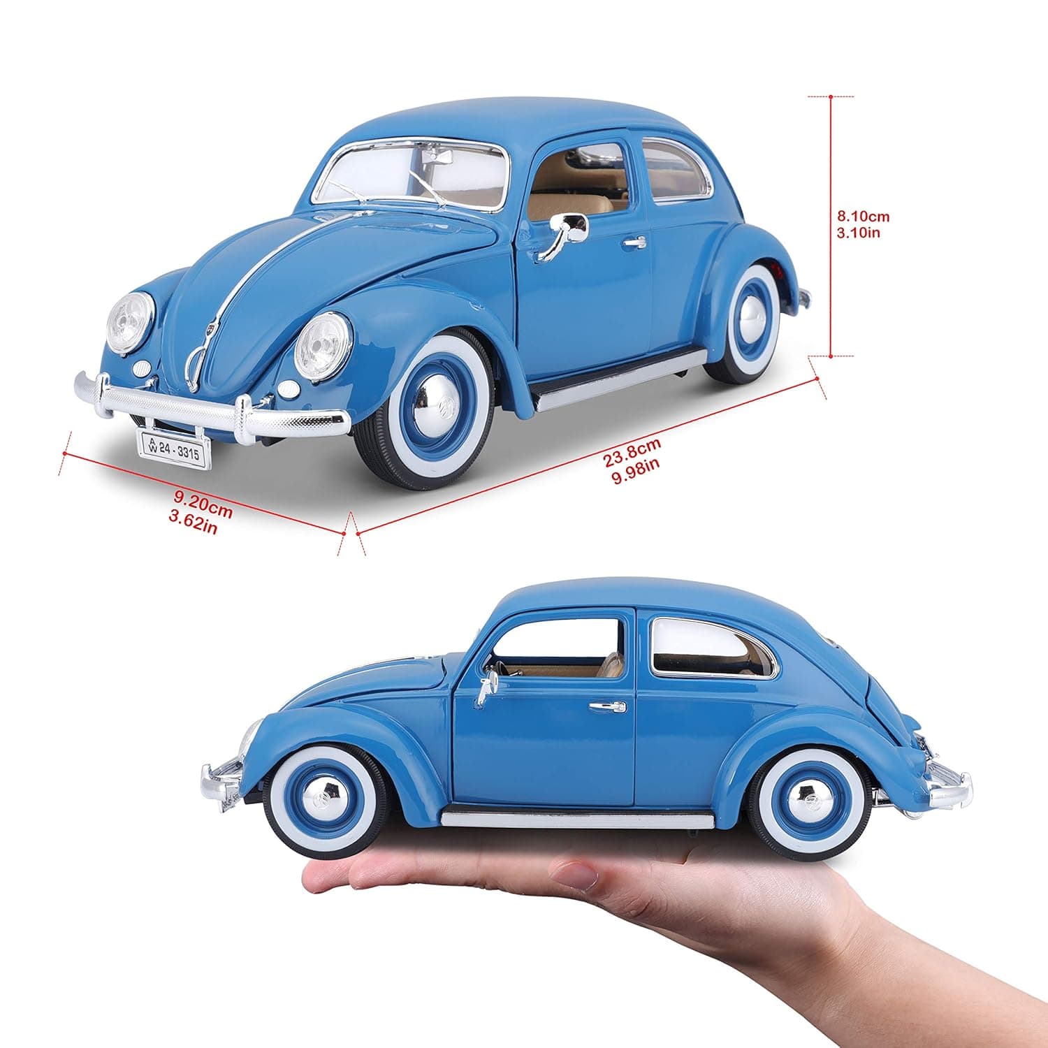 Bburago Die-Cast 1: 18 Scale VW Kafer Beetle (1955) (Blue) view 6