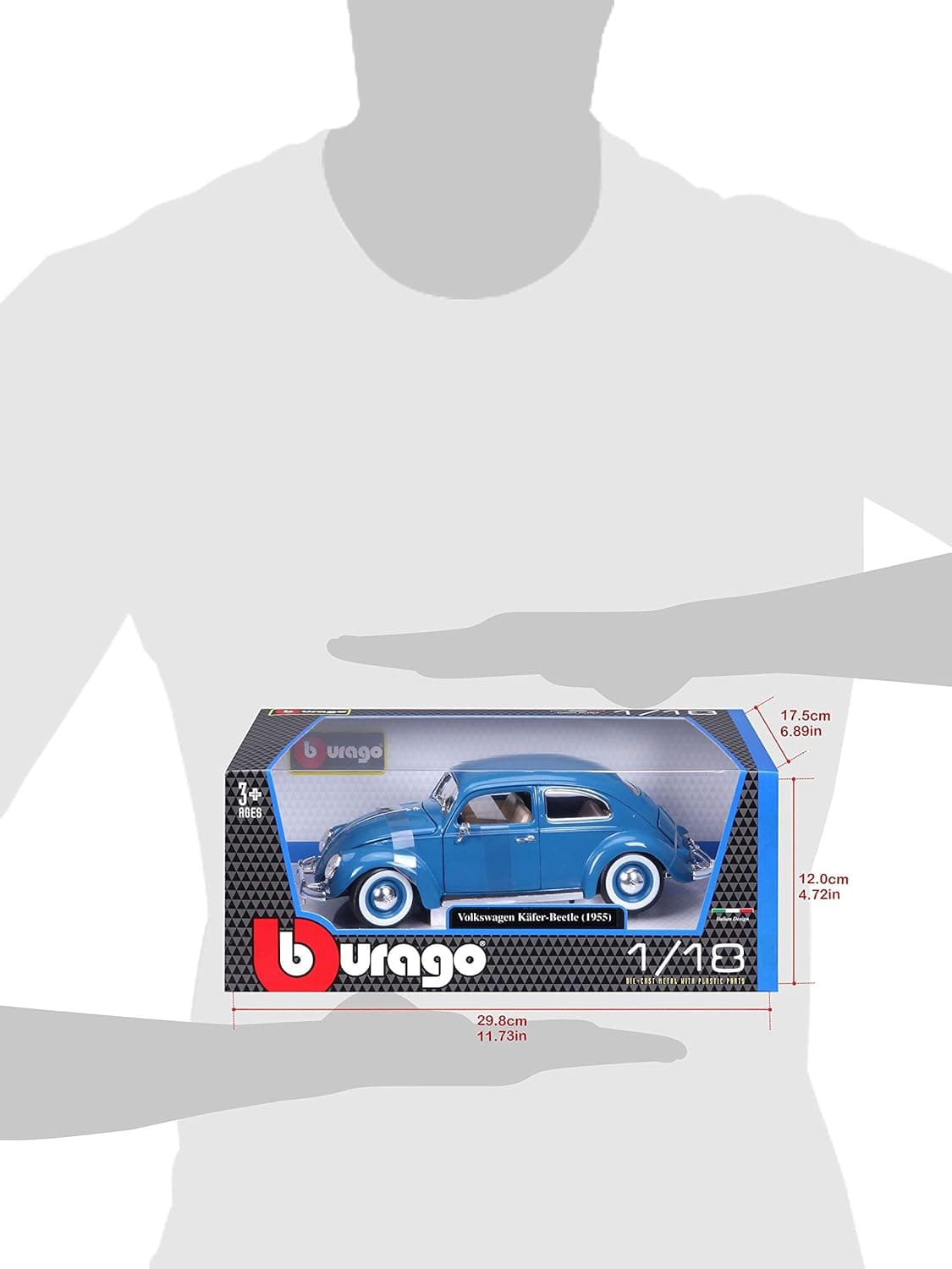 Bburago Die-Cast 1: 18 Scale VW Kafer Beetle (1955) (Blue) view 7