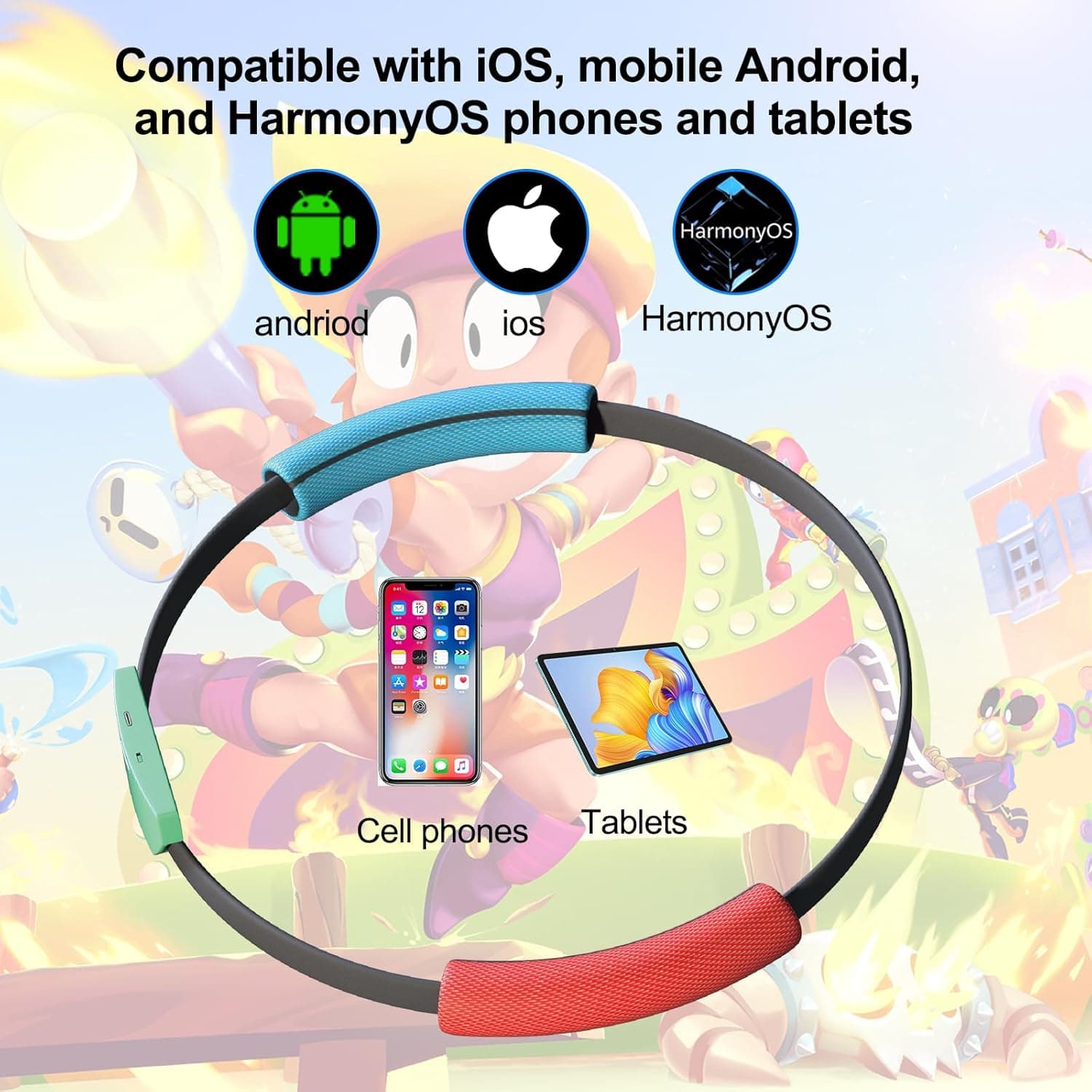 Sameo Gym Master Ring Fit Adventure - Free Entertainment and Fitness Video Games, with Leg Strap Accessories for Android & iOS Mobile Phones