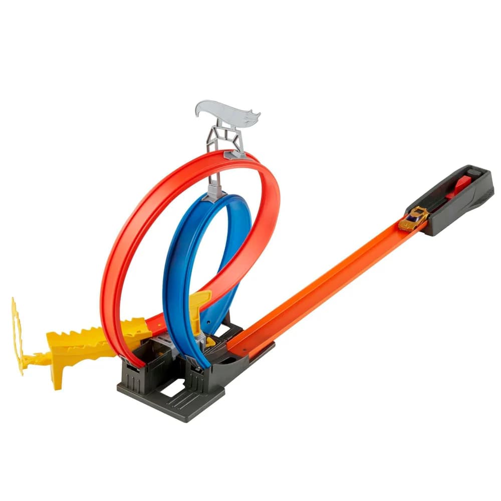 Hot Wheels GND92 Energy Track Set with Double Looping and 1 Hot Wheels Vehicle, Car Racing Track, Great Gift for Children from 5 Years
