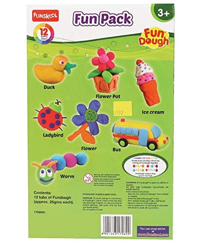 Fun Dough Funskool Fun Pack12 Tubs of Dough 50Gms Each Toys for Kids, Shaping Sculpting 3 Years and Above Multicolor view 5