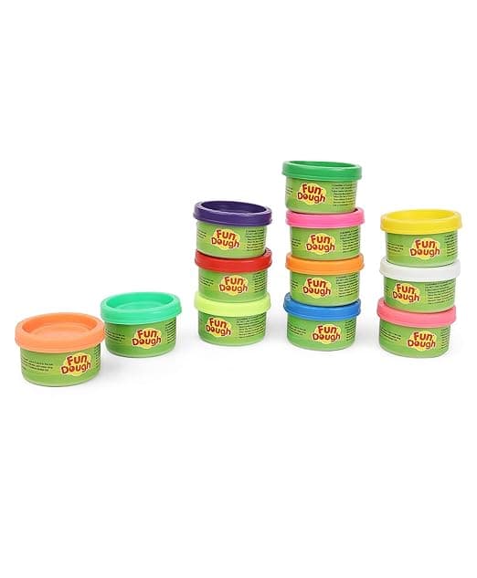 Fun Dough Funskool Fun Pack12 Tubs of Dough 50Gms Each Toys for Kids, Shaping Sculpting 3 Years and Above Multicolor view 2