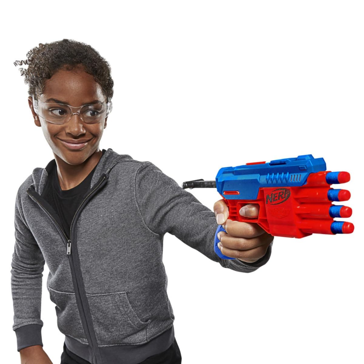 Nerf Alpha Strike Fang QS-4 Toy Blaster, 4-Dart Blasting Fire 4 Darts in a Row, 10 Official Nerf Elite Darts Easy Load-Prime-Fire, Toys view 3