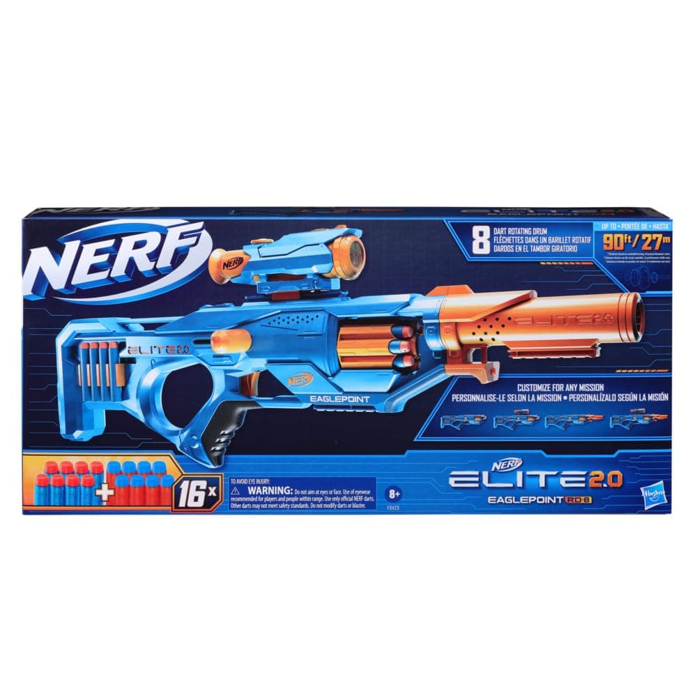 Nerf Elite 2.0 Eaglepoint RD-8 Toy Blaster, 16 Nerf Darts, Fun Toy for Kids Teens and Adults, Outdoor Toy for Boys, Birthday Gift Toy for Kids Ages 8+ view 3