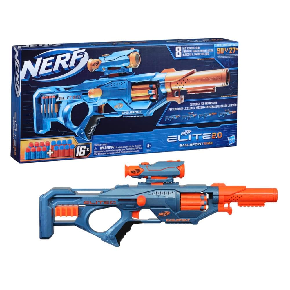 Nerf Elite 2.0 Eaglepoint RD-8 Toy Blaster, 16 Nerf Darts, Fun Toy for Kids Teens and Adults, Outdoor Toy for Boys, Birthday Gift Toy for Kids Ages 8+ view 4