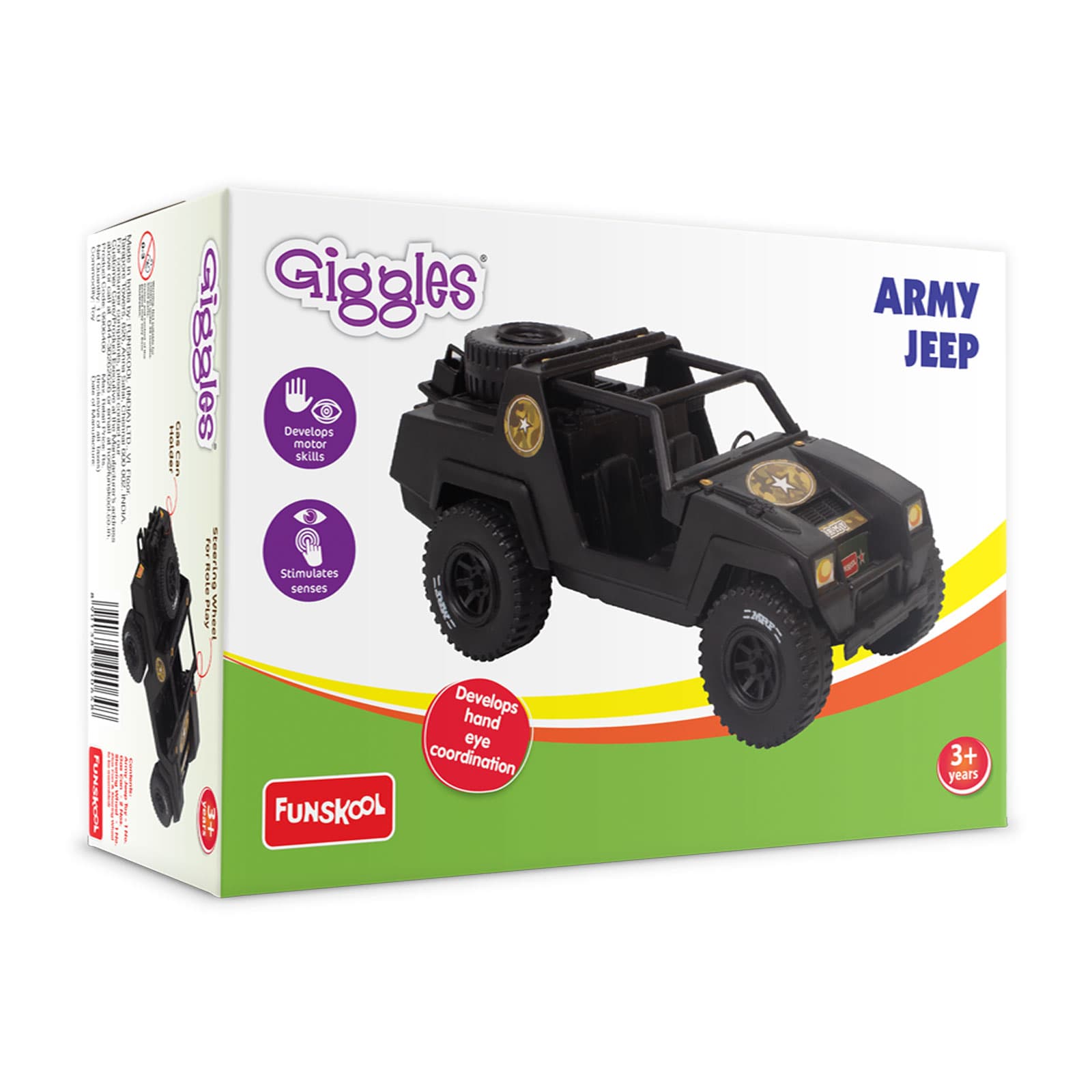 Funskool Giggles Army Jeep, Pack of 1, Multicolor