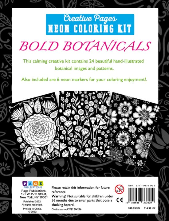 Creative Pages Neon Coloring Kit Bold Botanicals view 3