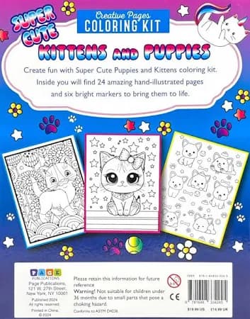 Super Cute Kittens And Puppies Creative Pages Coloring Kit