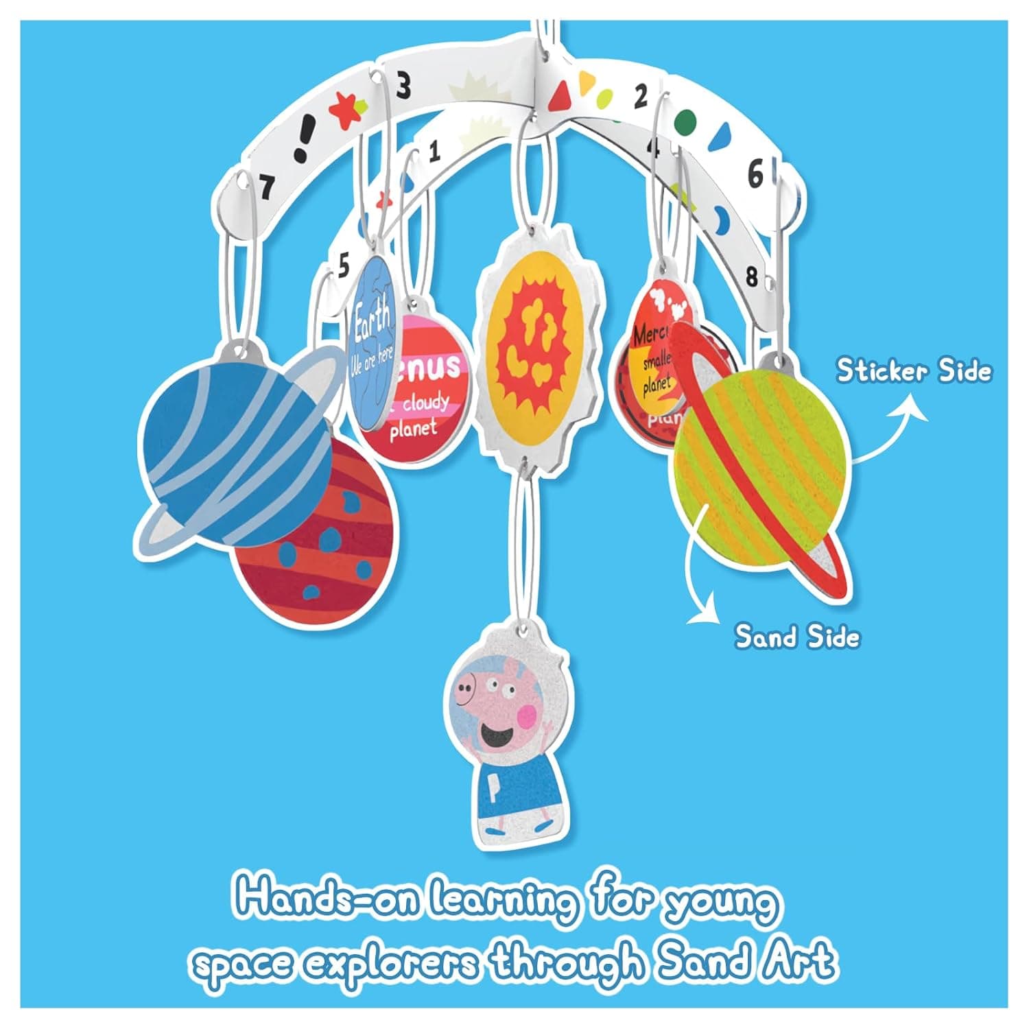 Funskool Handycrafts Peppa Pig Sand Art, Arts and Crafts DIY Kit, Make Solar System Mobile for Hanging, Learn The Solar System, for Children 5 Years and Above view 3