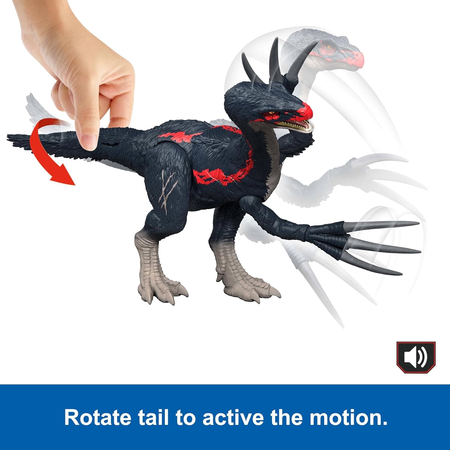 Mattel Jurassic World Chaos Theory Slash N Roar Therizinosaurus Dinosaur Action Figure Toy, Attack Claws & Sound, Digital Play view 4
