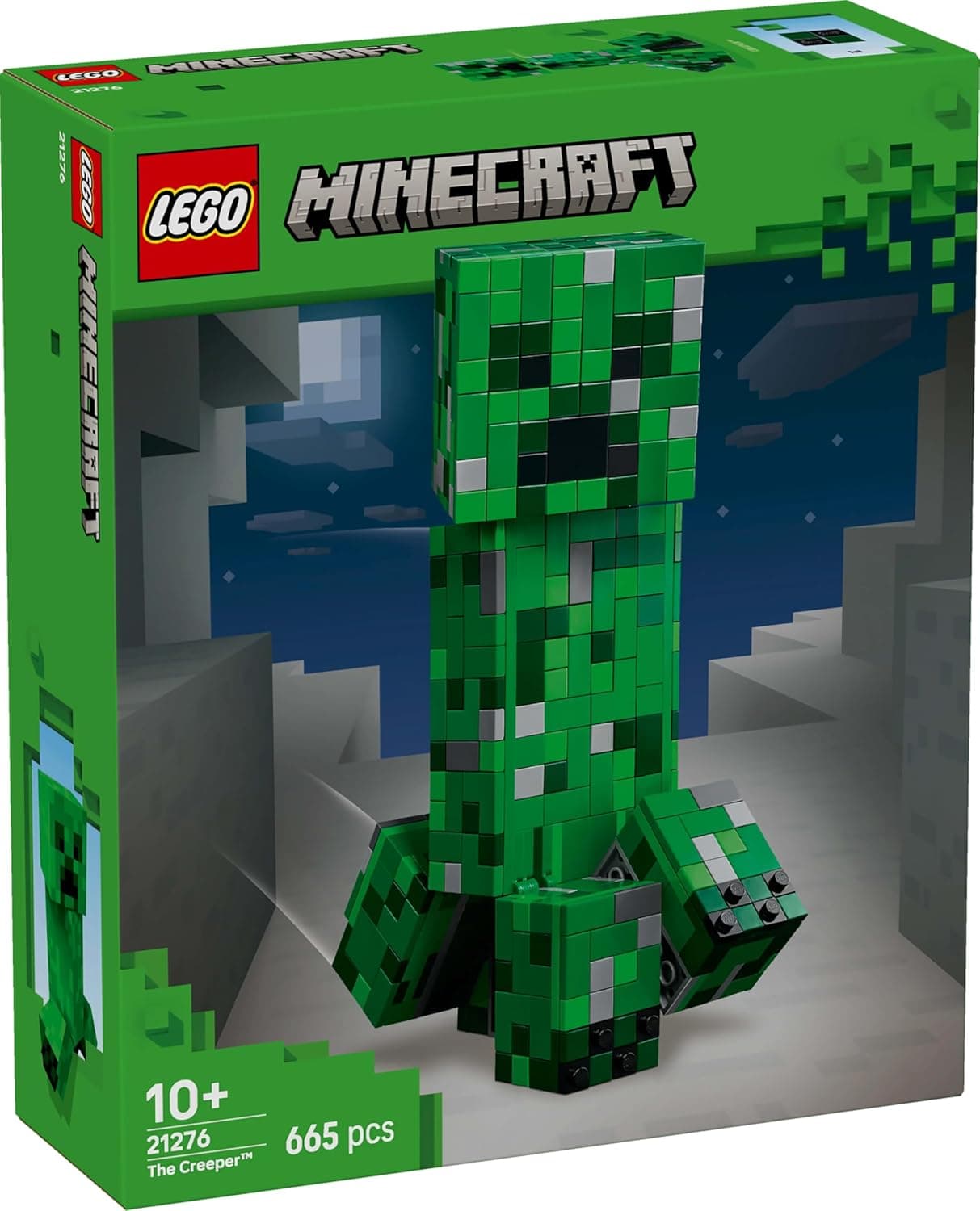 LEGO Minecraft The Creeper Toy - Posable Mob Figure incl. a Hidden Compartment with a Pig & TNT Element - Building Set for 10+ Year Old Boys, Girls & Gaming Fans - 21276