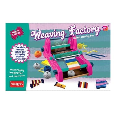 Funskool Handycrafts Weaving Factory, Weaving Loom, Weave Your own Fabric, Portable Weaving Machine, Art and Craft Kit, DIY Kit, Ages 8 Years and Above, Multicolour