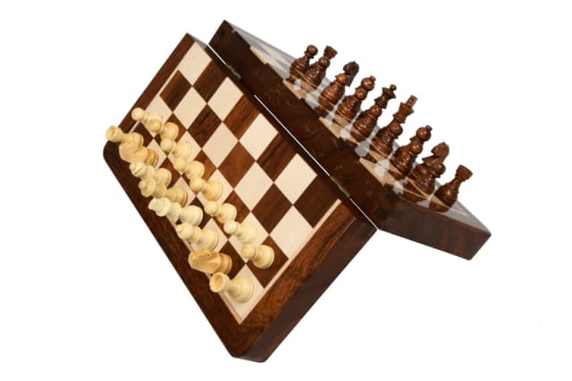 Chess Bazar Folding Magnetic Lacquer Chess Set in Sheesham and Maple  (10 inch)