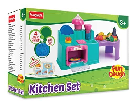 Fundough Kitchen Set, Cutting and Moulding Playset, 3Years Multicolor