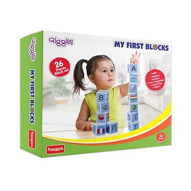 Funskool Giggles - My First Block,Learning Acitvity,Motor Skills, Learn Letters and Numbers, Fruits & Vegetables, Country Flags, Mutlicolor,for 3 Years and Above.