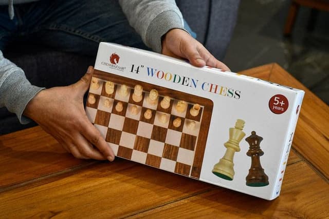 Chess Bazar Folding Magnetic Lacquer Chess Set in Sheesham and Maple  (14 inch)