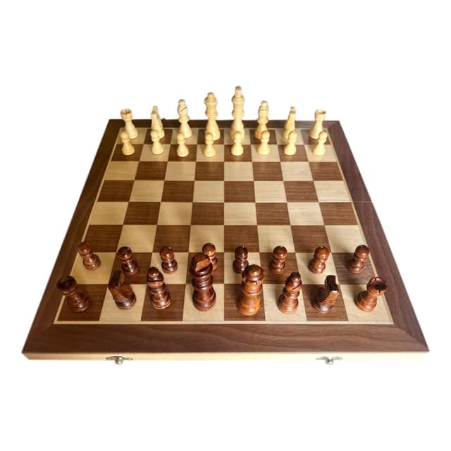 Wooden Handcrafted Foldable Magnetic Chess Board Set with Magnetic Pieces for Kids and Adults (15x15 Inches, Brown)