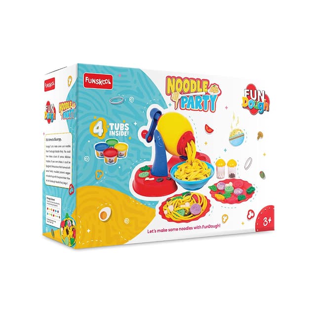 Funskool Fundough Playset Noodle Party, extrude to Make Noodles from Fundough, Multicolour
