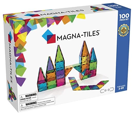Magna-Tiles Magnetic Building Toys, Clear Colors Set, Multi Color (100 Pieces)