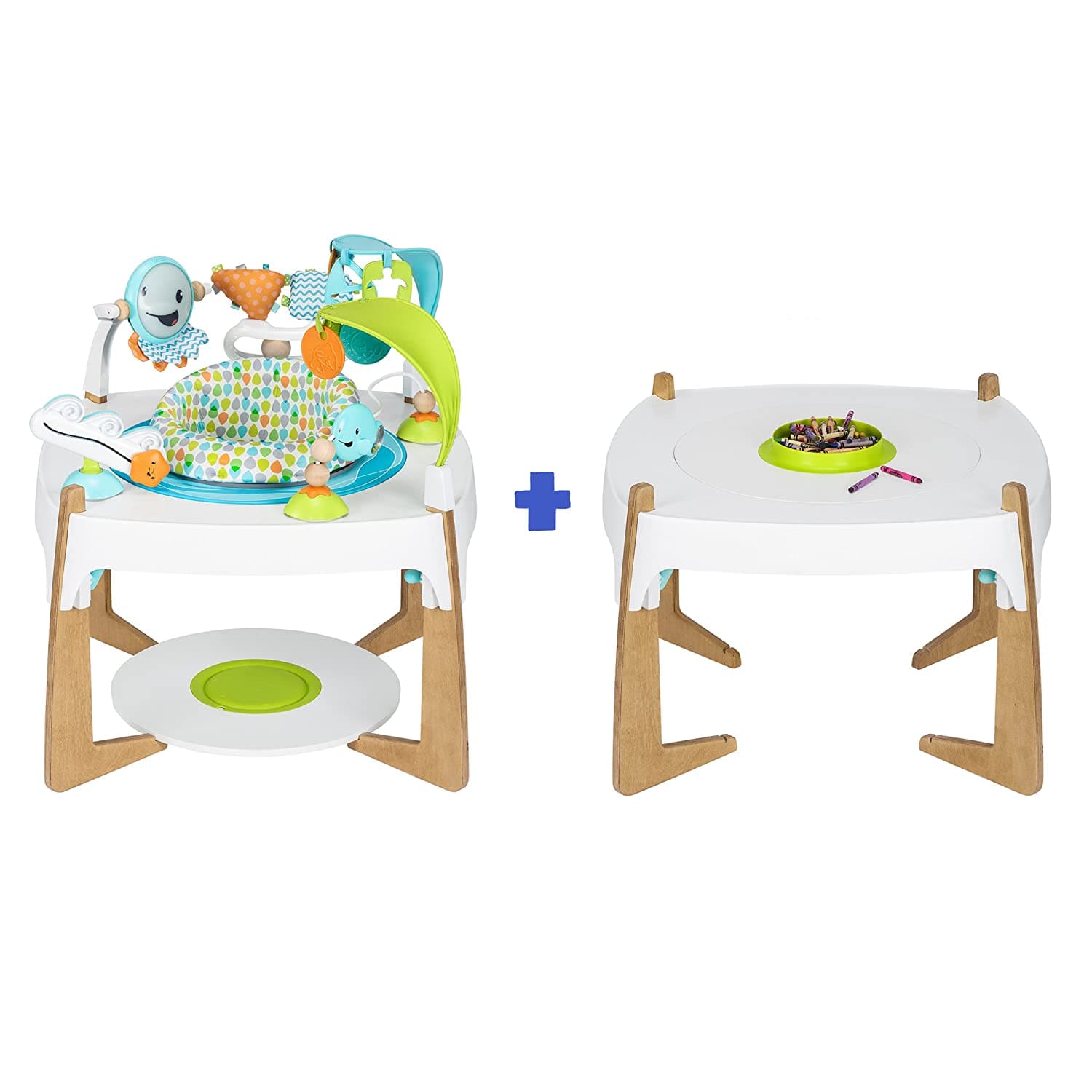 Evenflo Exersaucer 2-in-1 Activity Centre + Art Table, Made in USA, 360SeatSpin with Base, Gleeful Sea