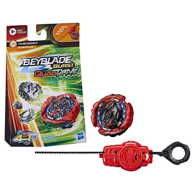 BEYBLADE Burst QuadDrive Cyclone Roktavor R7 - Stamina/Defense Type - Beyblade Spinning Top Starter Pack Toy, Beyblade Battling Game Top Toy with Launcher for kids Ages 8+, Original Beyblade By Hasbro