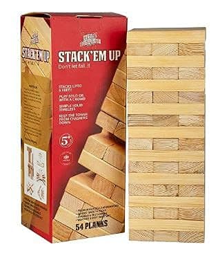 Stack'em Up Giant Tumble Tower Game  54 Big Wooden Blocks  Stacks Up to 4 Feet  Fun for All Ages  Indoor & Outdoor Game