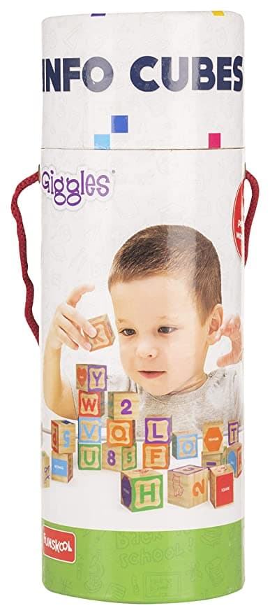 Giggles - Info Cubes, Educational Learning blocks, Teaches Alphabet,Numbers,Colour shapes & Picture puzzle