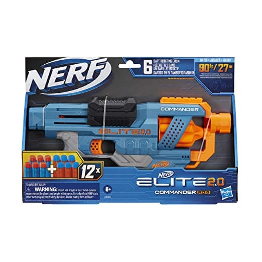 Nerf Elite 2.0 Commander RD-6 Blaster  12 Darts, 6-Dart Rotating Drum, Perfect Gift for Kids, Teens, and Adults Ages 8+