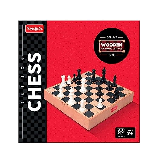 Funskool Games - Deluxe Chess, War & Strategy Game, Wooden Board with Storage Box,
