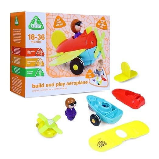 Early Learning Centre Build & Play Aeroplane by Elc - Easy Construction, Encourages Problem Solving Skills, Increases Concentration & Memory, Ideal for Toddlers - Multicolor