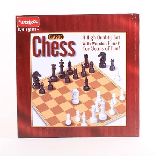 Funskool Games, Chess Classic, War and Strategy Game, Chess Set With Wooden Finish, for kids, Adults and Family, 2 Players, Ages 7 and Above
