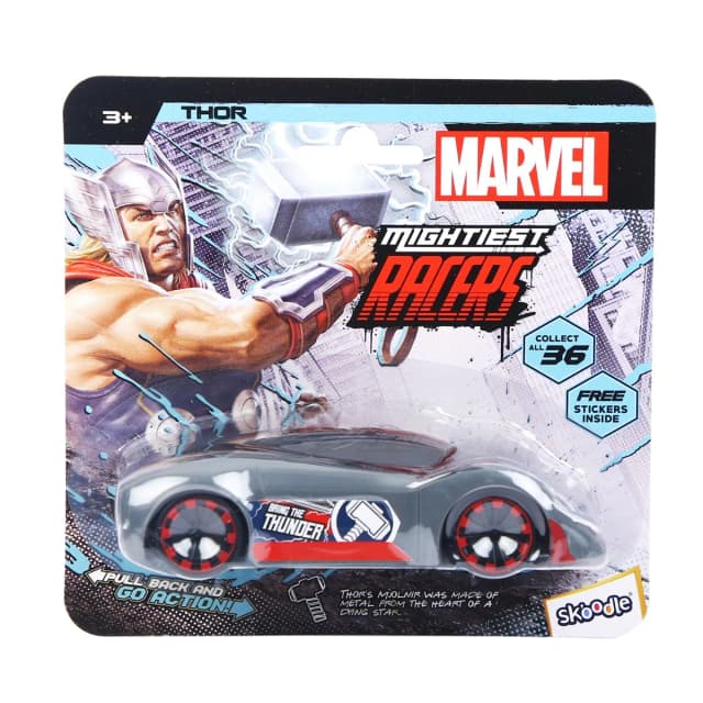 SKOODLE Marvel Pull-Back Hyper Car for Kids - Thor Edition, Marvel Inspired Toy Cars with Sturdy and Long-Lasting Construction, Enhances Motor Skills and Fun Vehicle Toy for Gifting - Blue