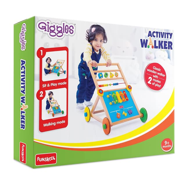 Giggles - Activity Walker, Multicolour Wooden Musical Walker, Develops Motor Skills Using Xylophone, Animal Maze, Counting Beads, Geo Shaped Spinners