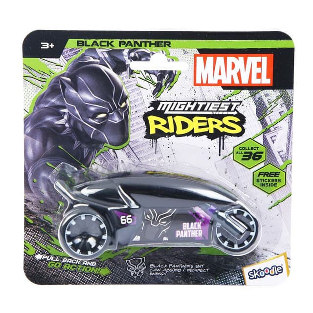 SKOODLE Marvel Black Panther Pull-Back Rider Bike – Sturdy Motorbike Toy for Kids, Enhances Motor Skills & Imaginative Play – Perfect Gift for Boys