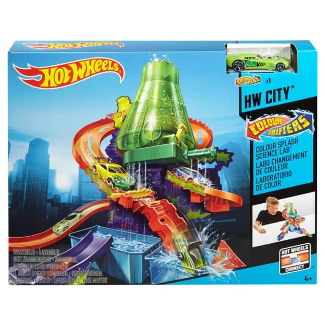 Hot Wheels Metal Shifters Color Splash Science Lab Playset